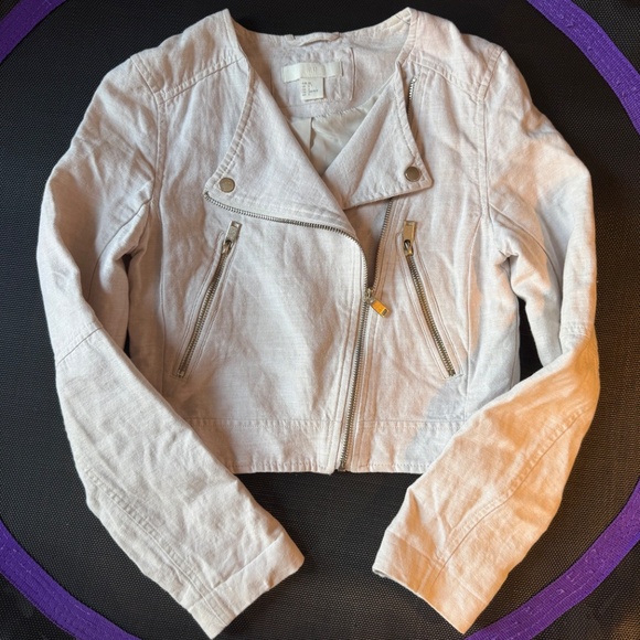 Light-beige, cropped / moto-style jacket from H&M - Picture 2 of 6